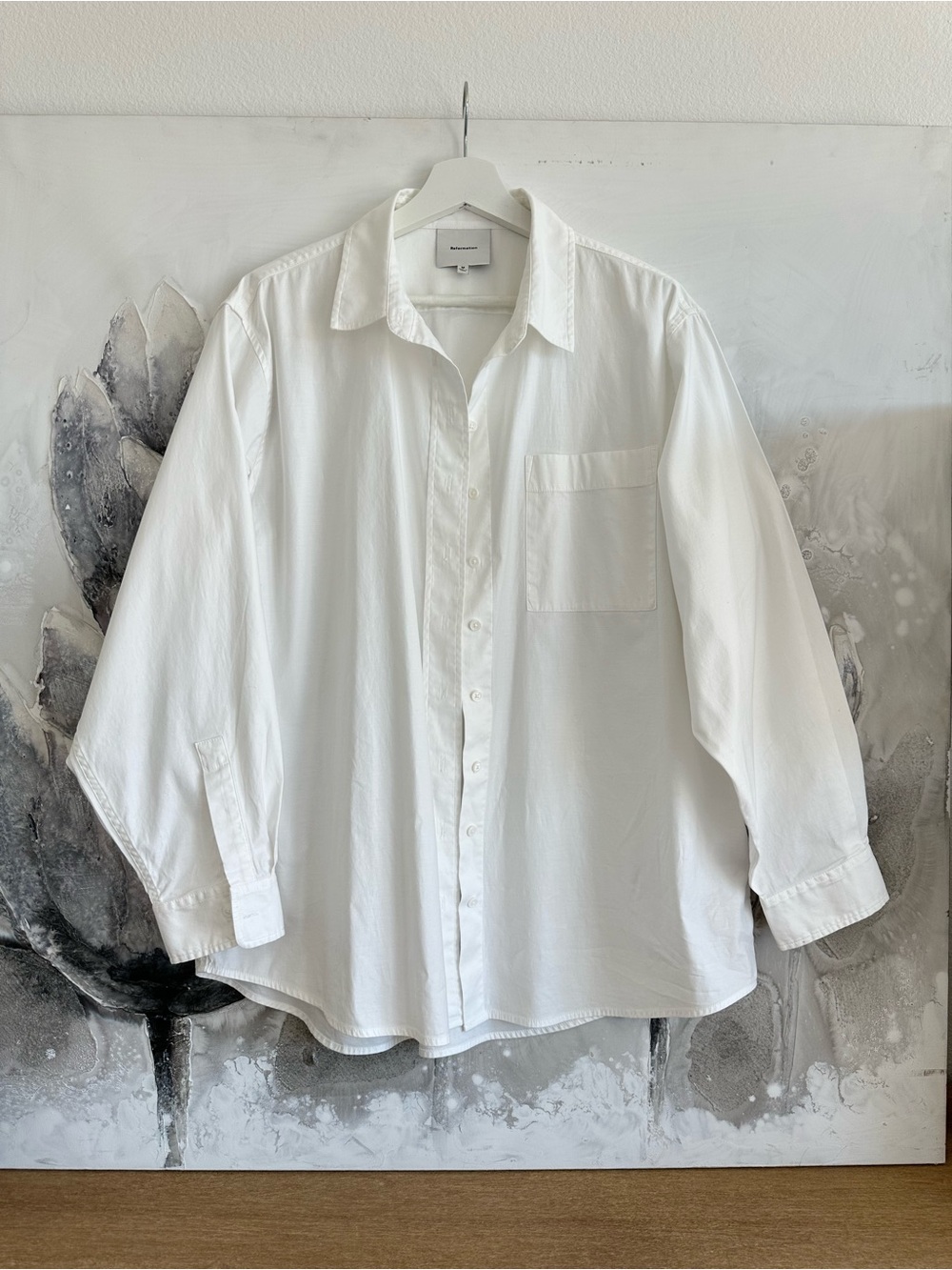 Reformation White Collared Button-Down Shirt